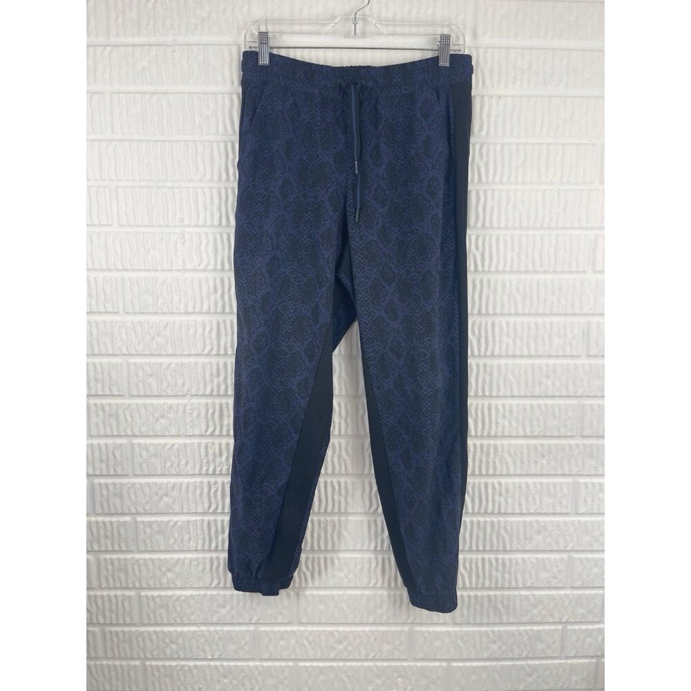 Athleta Pants Size 8 Brooklyn Joggers Dress Blue Python Print Travel Pockets #3 - Picture 3 of 12